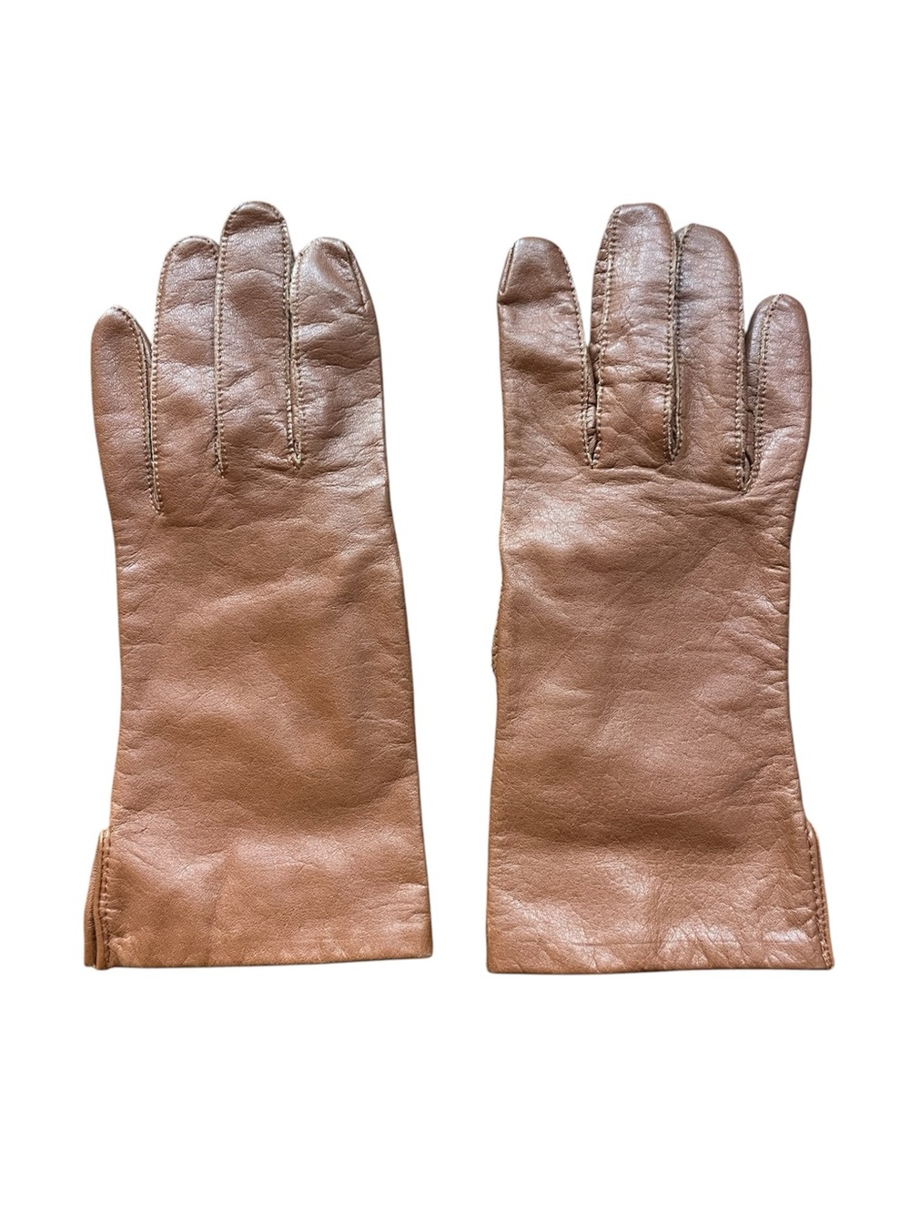 Vintage Women's Tan Leather Gloves - Classic Elegant Style